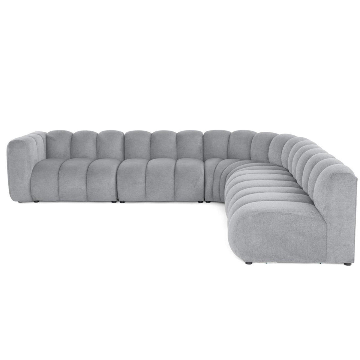 Canapé d'Angle Droit Modulable en Tissu Texturé Gris 5 Places gris - vue 1