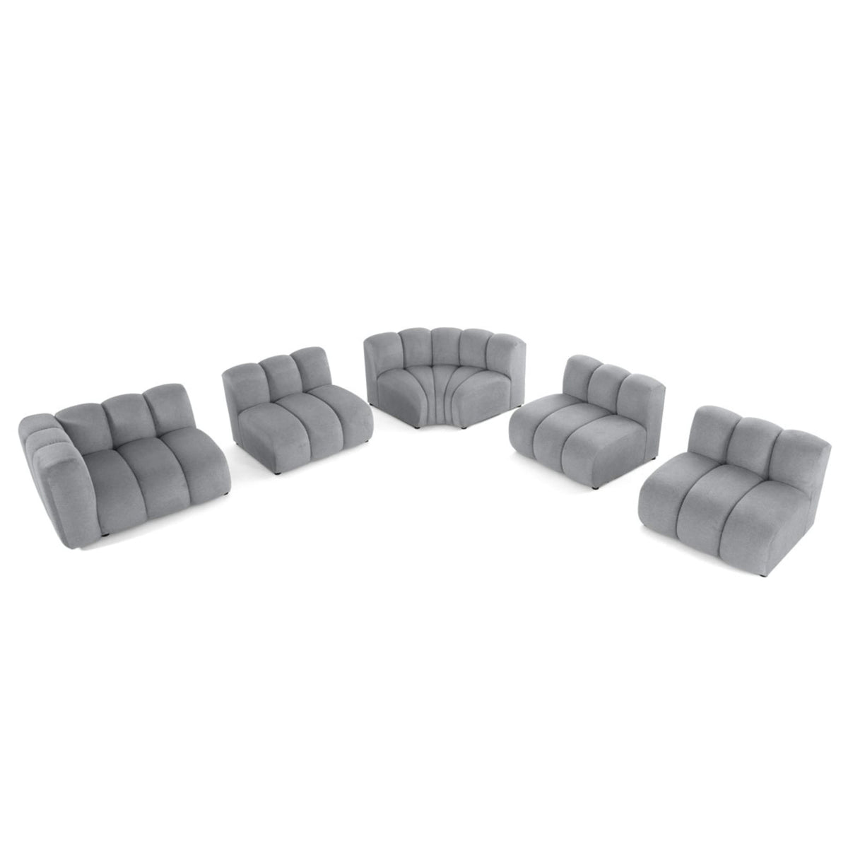Canapé d'Angle Droit Modulable en Tissu Texturé Gris 5 Places gris - vue 3