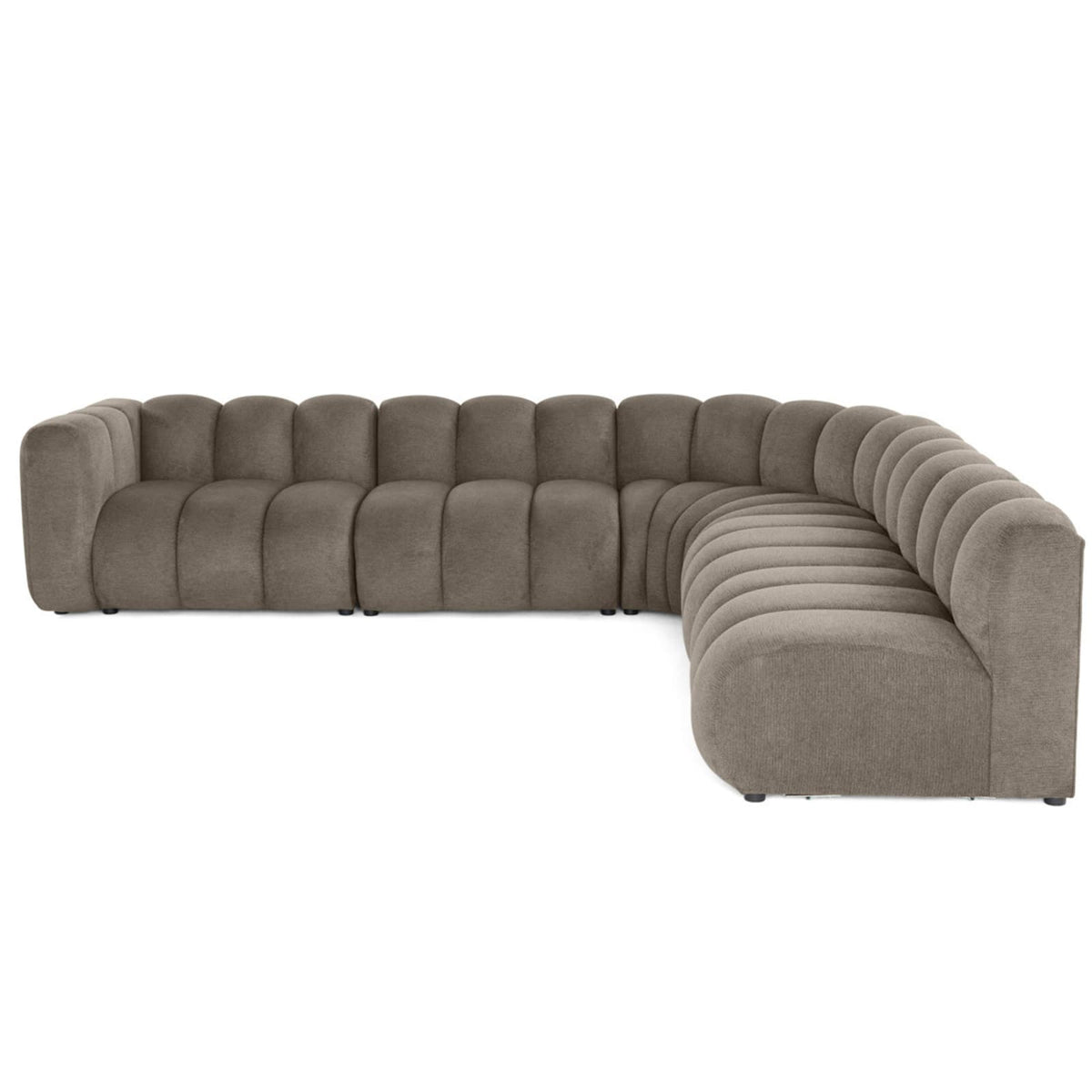Canapé d'Angle Modulable 5 Places en Tissu Texturé Taupe taupe - vue 1