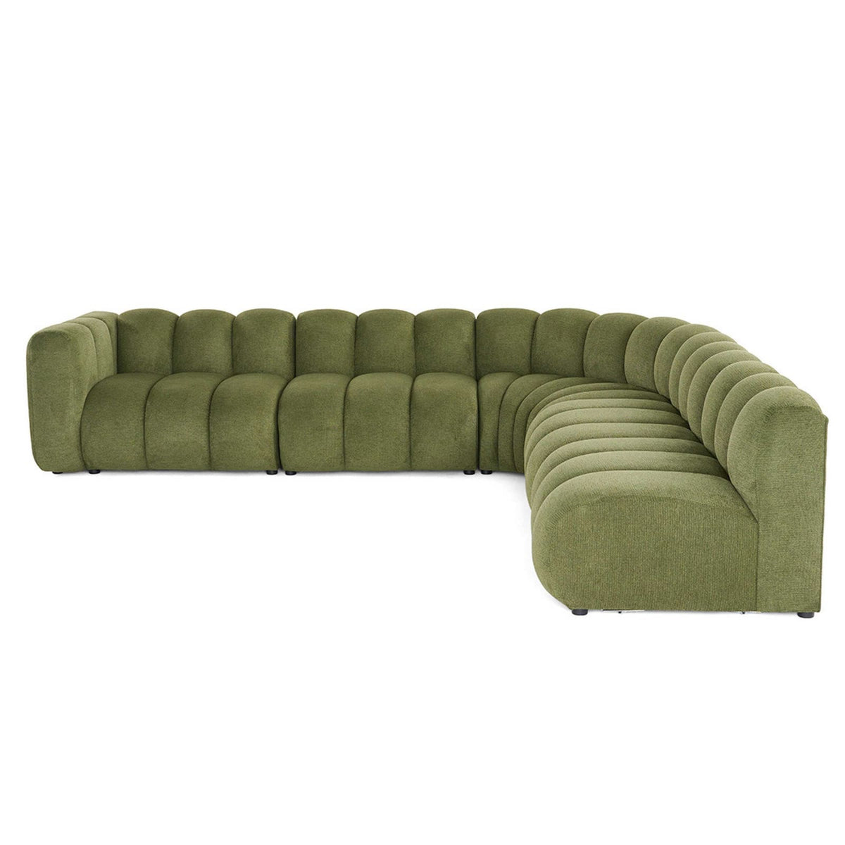 Canapé Modulable d'Angle Droit 5 Places en Tissu Texturé Vert vert - vue 1