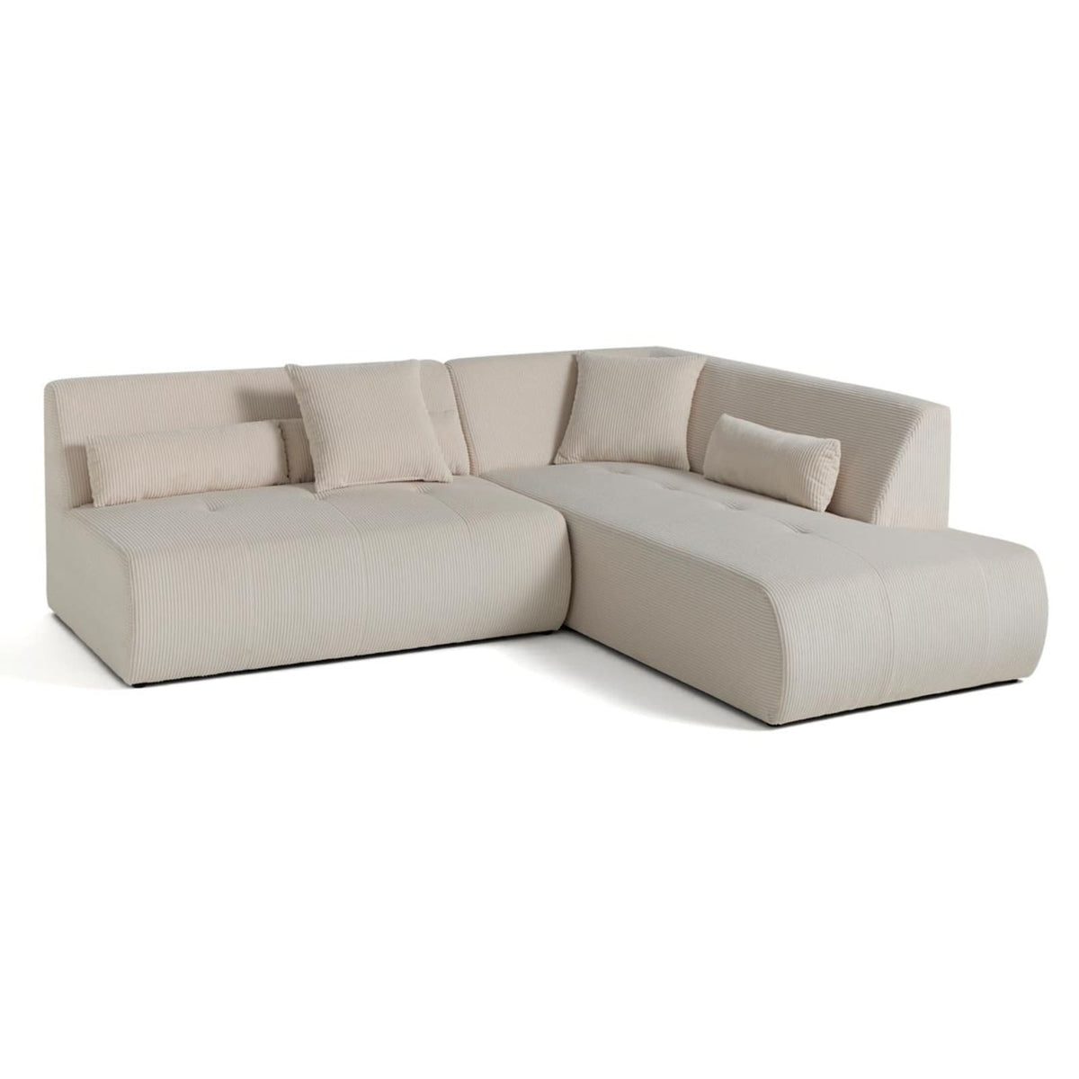 Canapé d'Angle Droit Modulable en Velours Côtelé Beige beige - vue 3