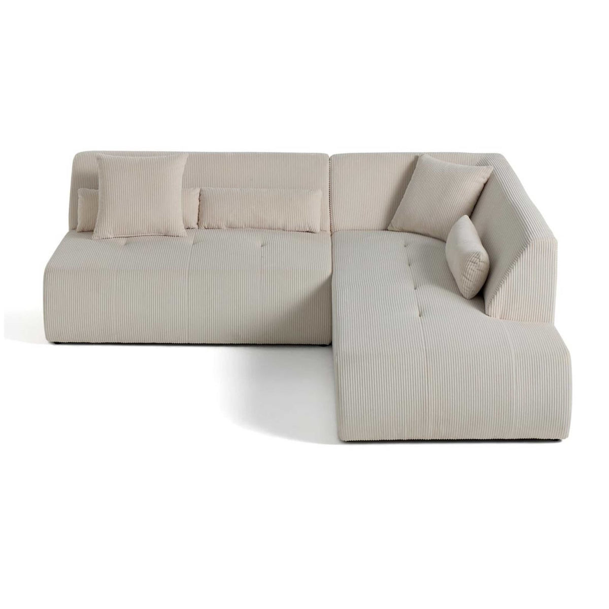 Canapé d'Angle Droit Modulable en Velours Côtelé Beige beige - vue 1