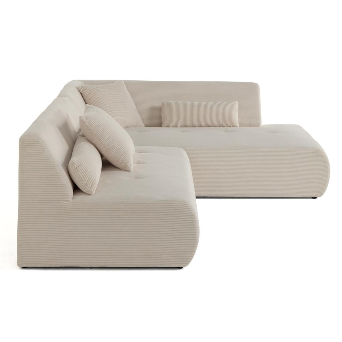 Canapé d'Angle Droit Modulable en Velours Côtelé Beige beige - vue 5