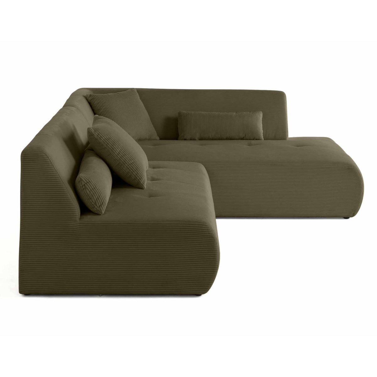 Canapé d'Angle Droit Modulable 5 Places en Velours Côtelé Vert vert - vue 5