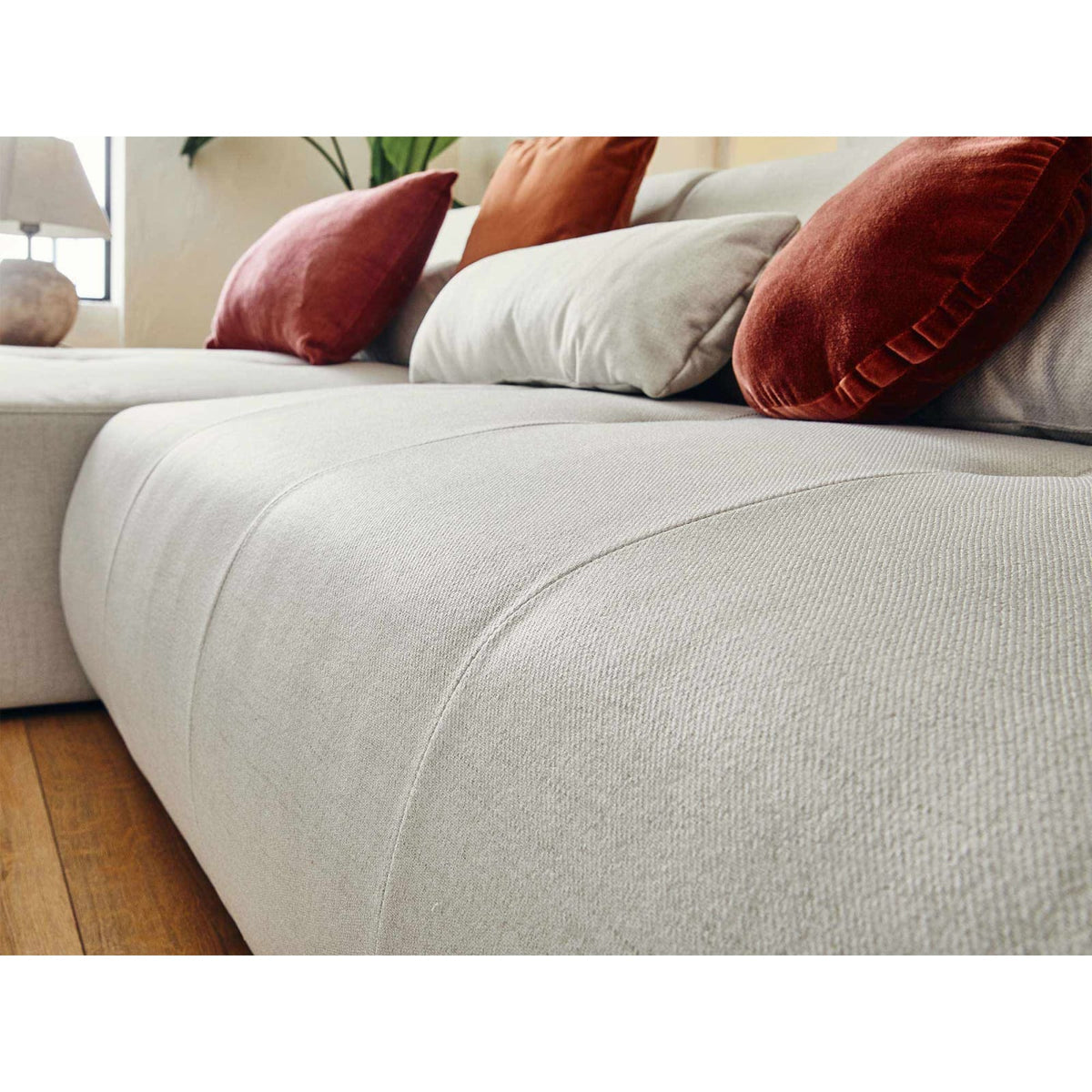 Canapé d'Angle Modulable 5 Places en Tissu Beige beige - vue 5