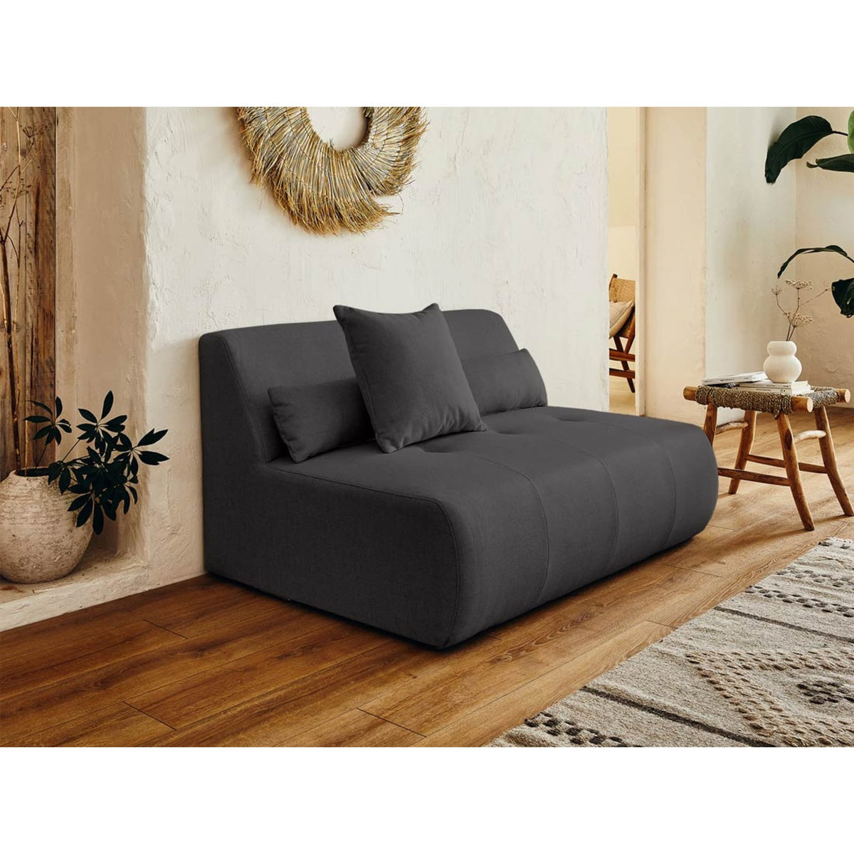 Canapé d'Angle Gauche Modulable 5 Places en Tissu Gris Foncé gris foncé - vue 6