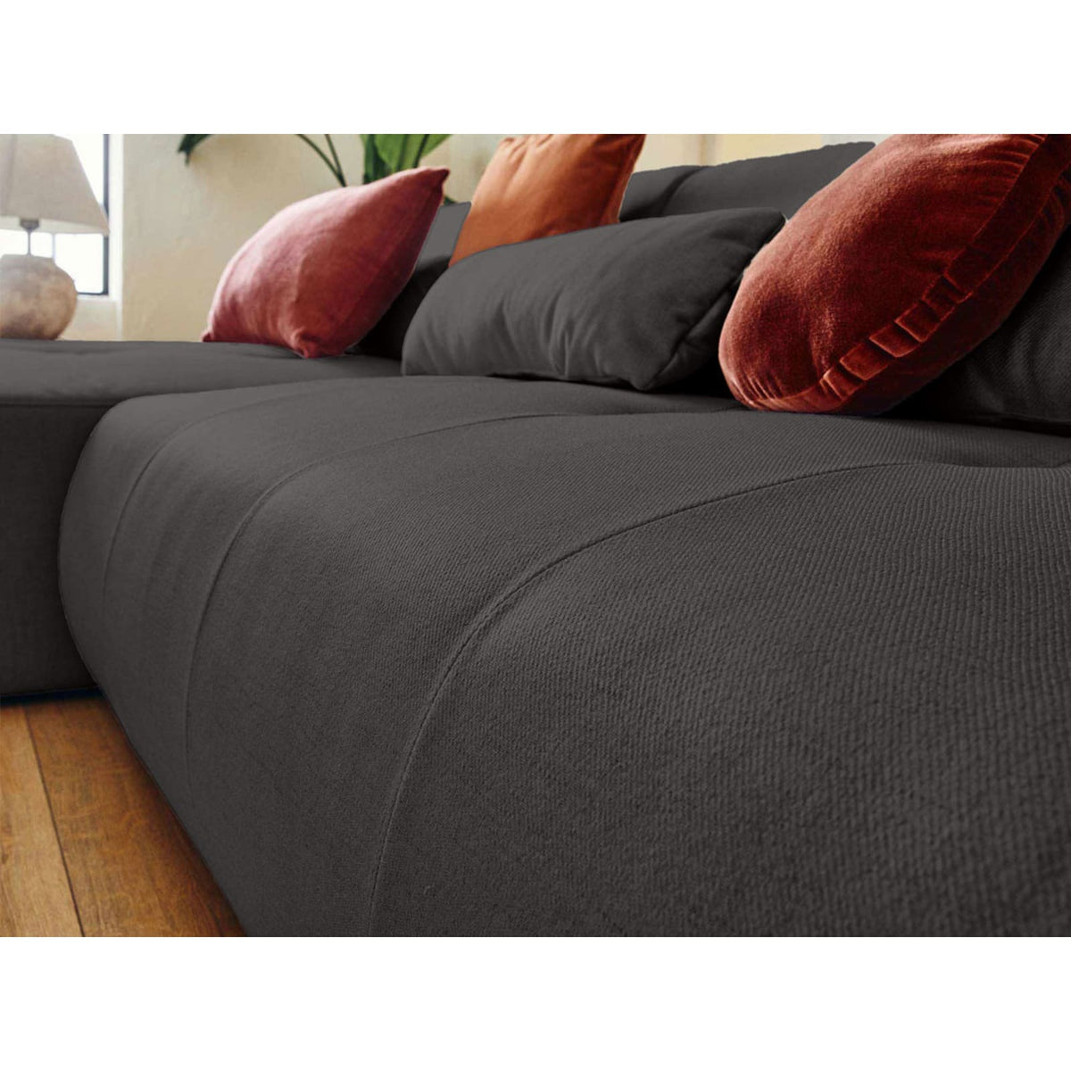 Canapé d'Angle Gauche Modulable 5 Places en Tissu Gris Foncé gris foncé - vue 5