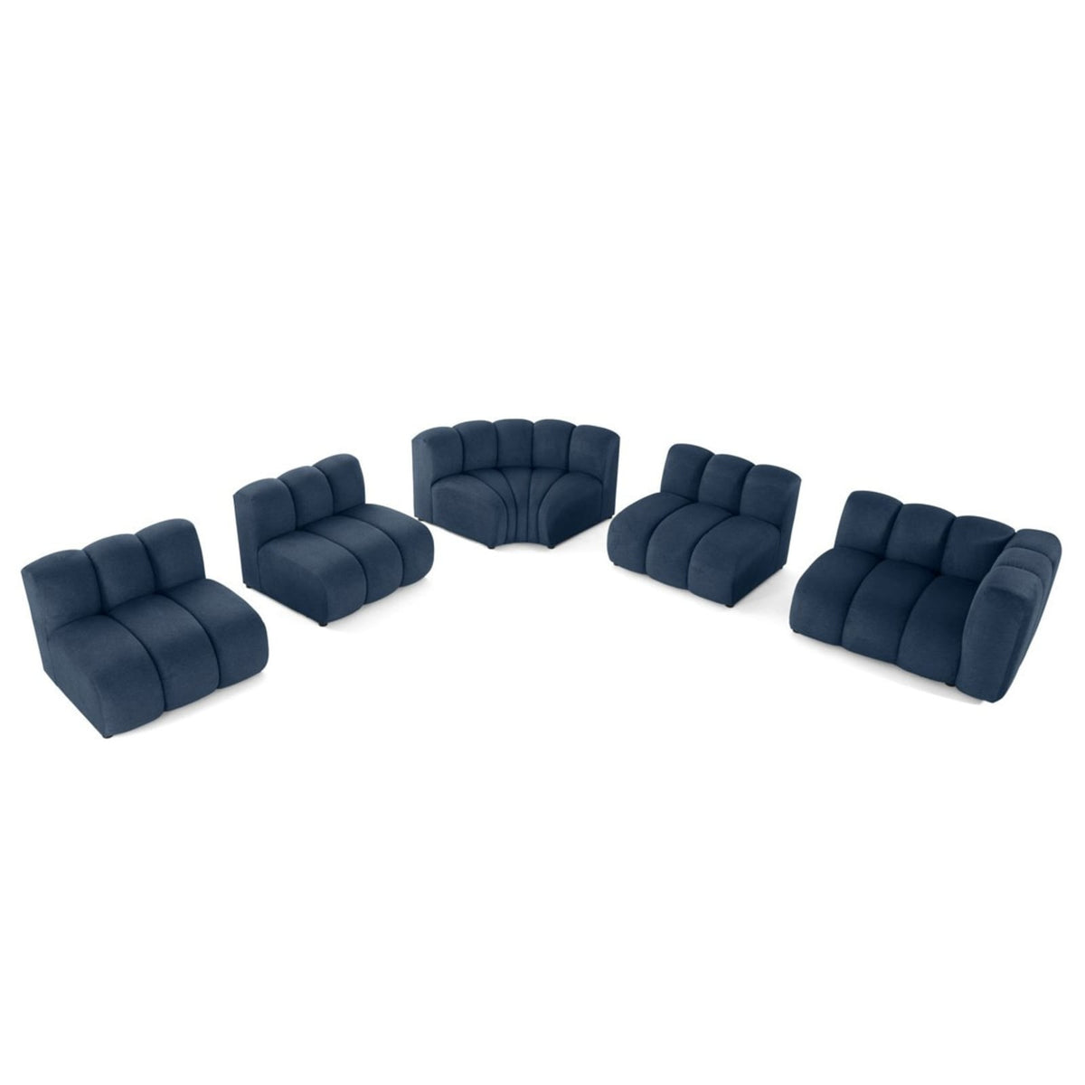 Canapé d'Angle Modulable 5 Places en Tissu Texturé Bleu bleu - vue 3
