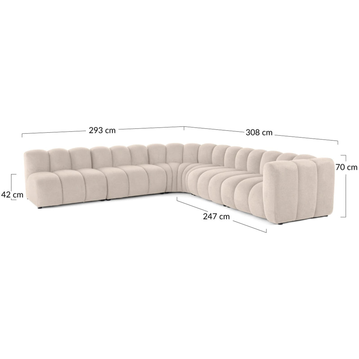 Canapé d'Angle Gauche Modulable 5 Places en Tissu Texturé Noir noir - vue 4