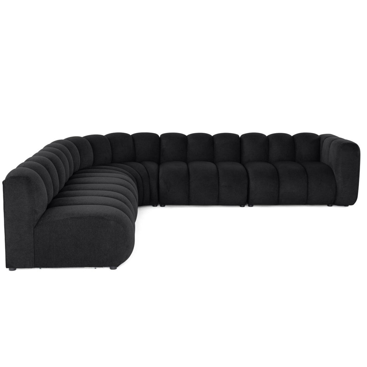 Canapé d'Angle Gauche Modulable 5 Places en Tissu Texturé Noir noir - vue 1