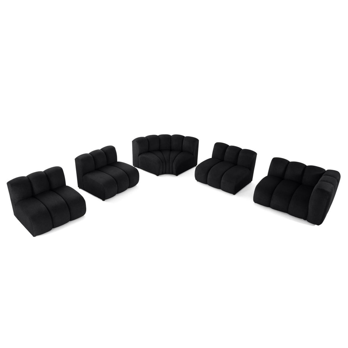 Canapé d'Angle Gauche Modulable 5 Places en Tissu Texturé Noir noir - vue 3