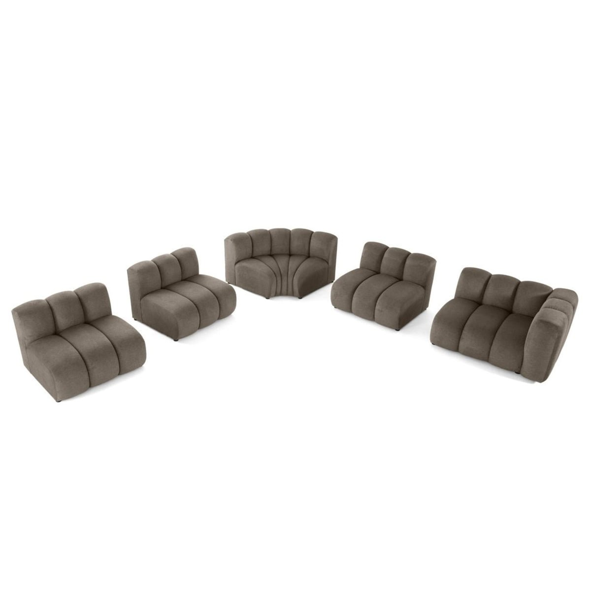 Canapé Modulable d'Angle Gauche 5 Places en Tissu Texturé Taupe taupe - vue 3