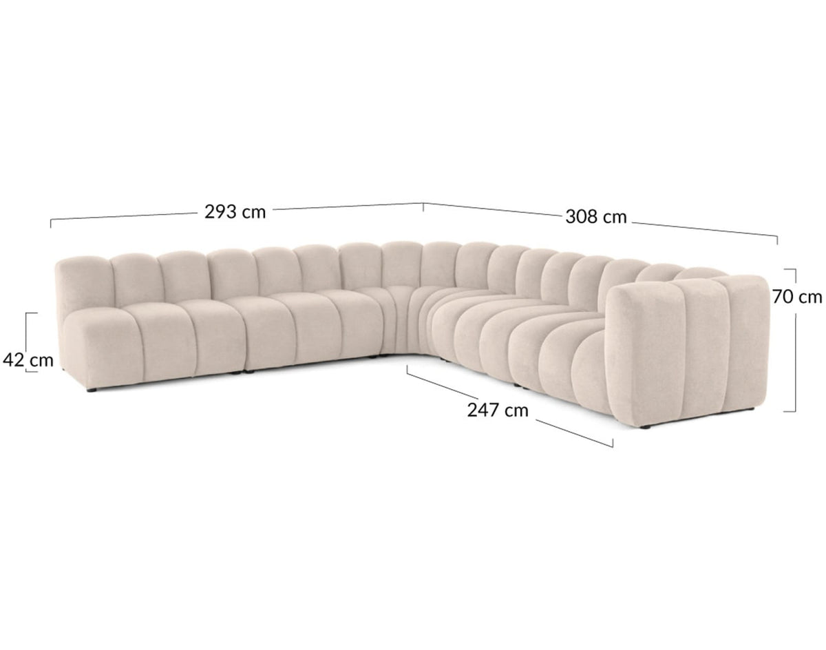 Canapé Modulable d'Angle Gauche 5 Places en Tissu Texturé Terracotta terracotta - vue 7