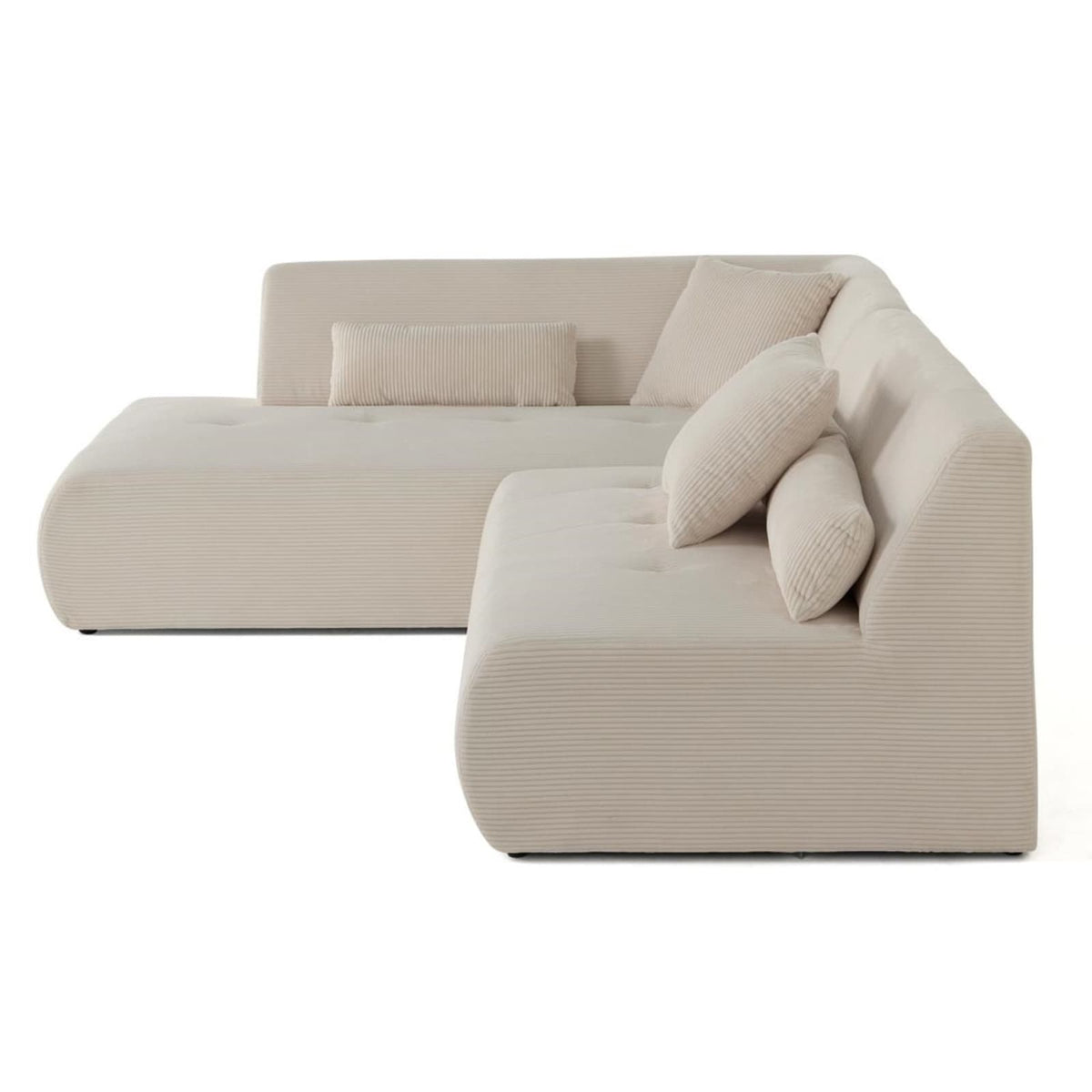 Canapé d'Angle Modulable 5 Places en Velours Côtelé Beige beige - vue 5