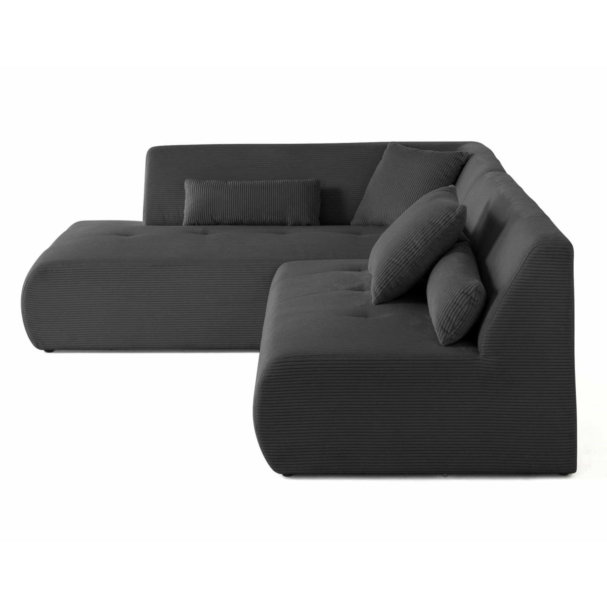 Canapé d'Angle Gauche Modulable 5 Places en Velours Côtelé Gris gris - vue 5