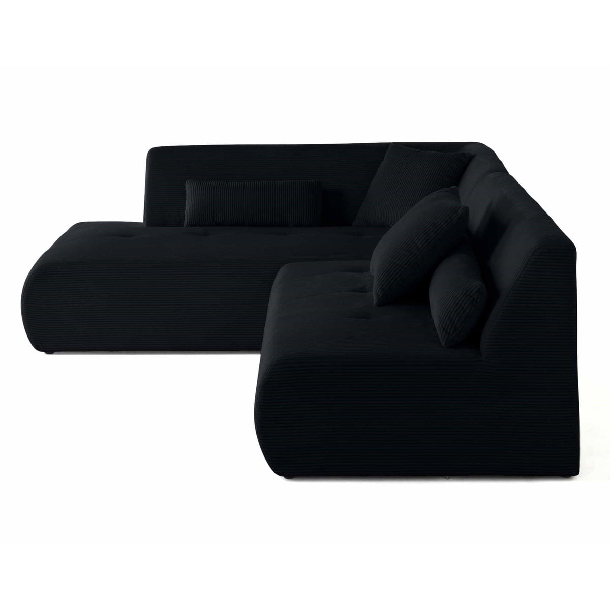 Canapé d'Angle Gauche Modulable 5 Places en Velours Côtelé Noir noir - vue 5