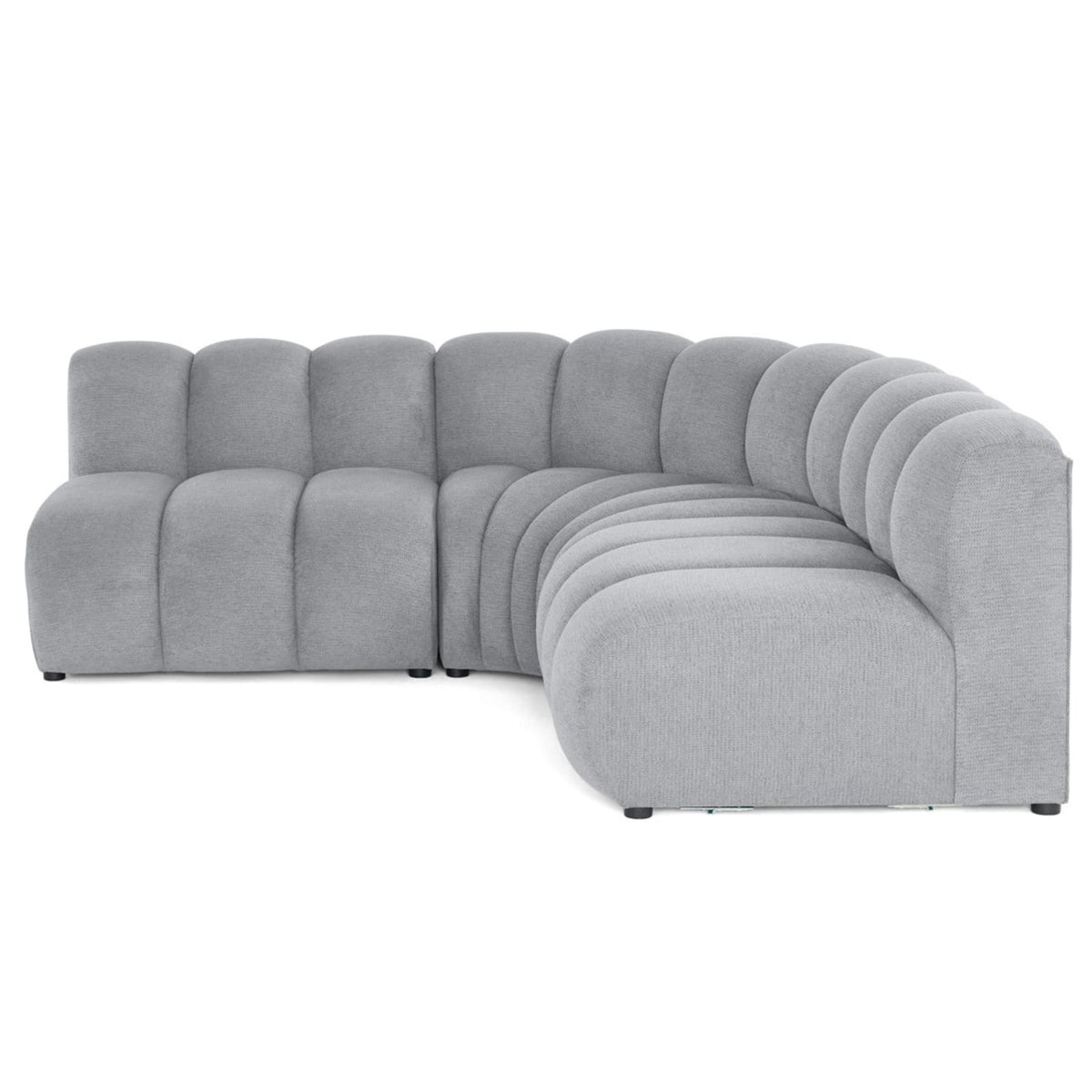 Canapé d'Angle Modulable Réversible 4 Places en Tissu Texturé Gris Gris - vue 1
