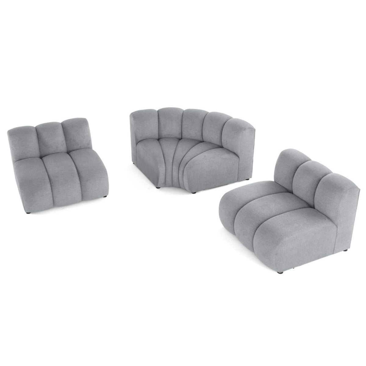 Canapé d'Angle Modulable Réversible 4 Places en Tissu Texturé Gris Gris - vue 5