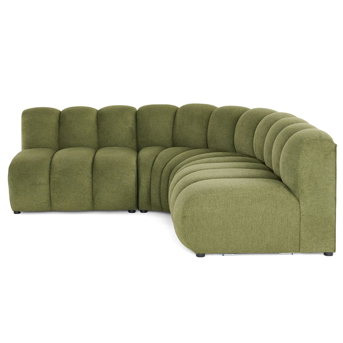 Canapé d'Angle Réversible Modulable 4 Places en Tissu Texturé Vert vert - vue 1