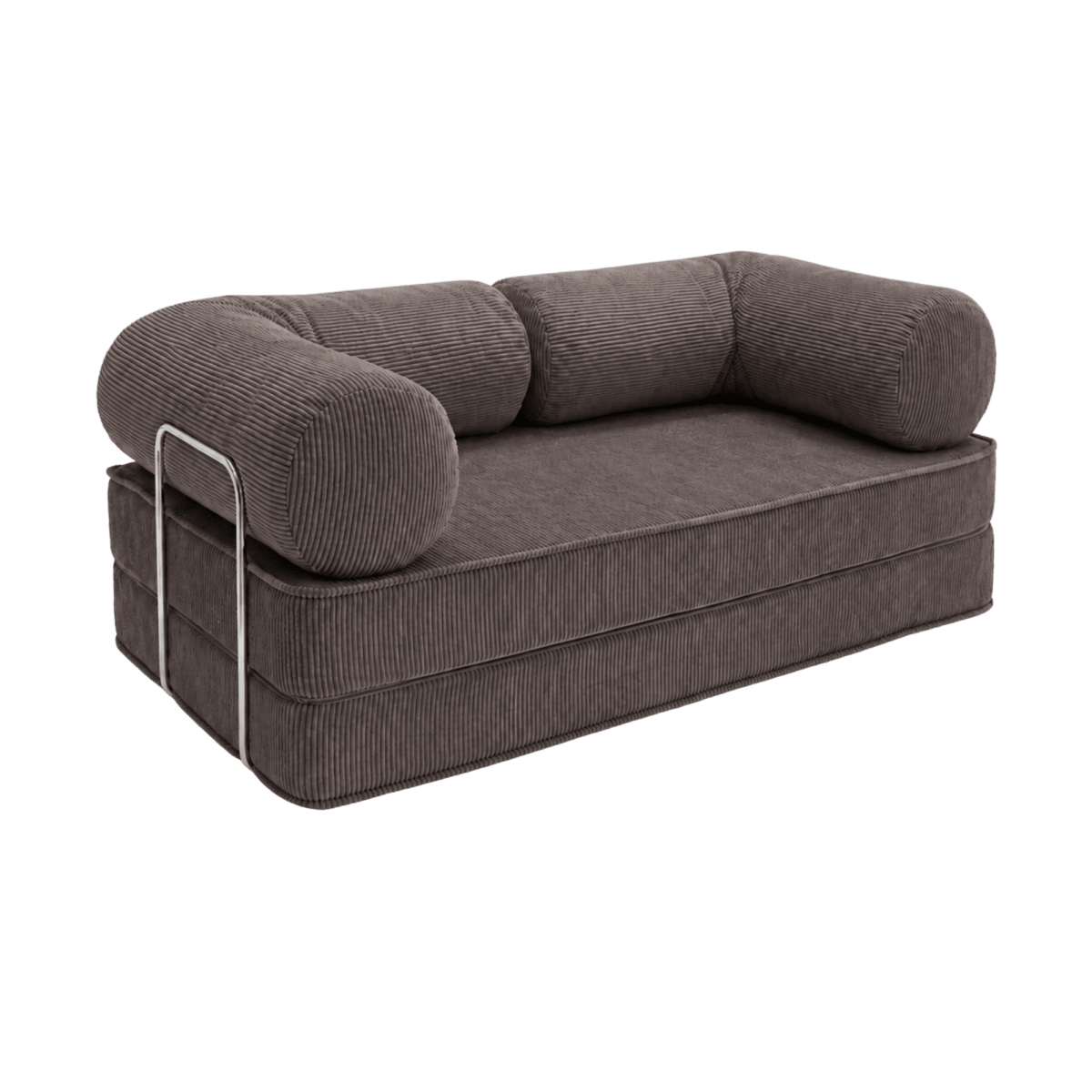 Canapé Modulable Convertible en Velours Côtelé Marron marron - vue 1