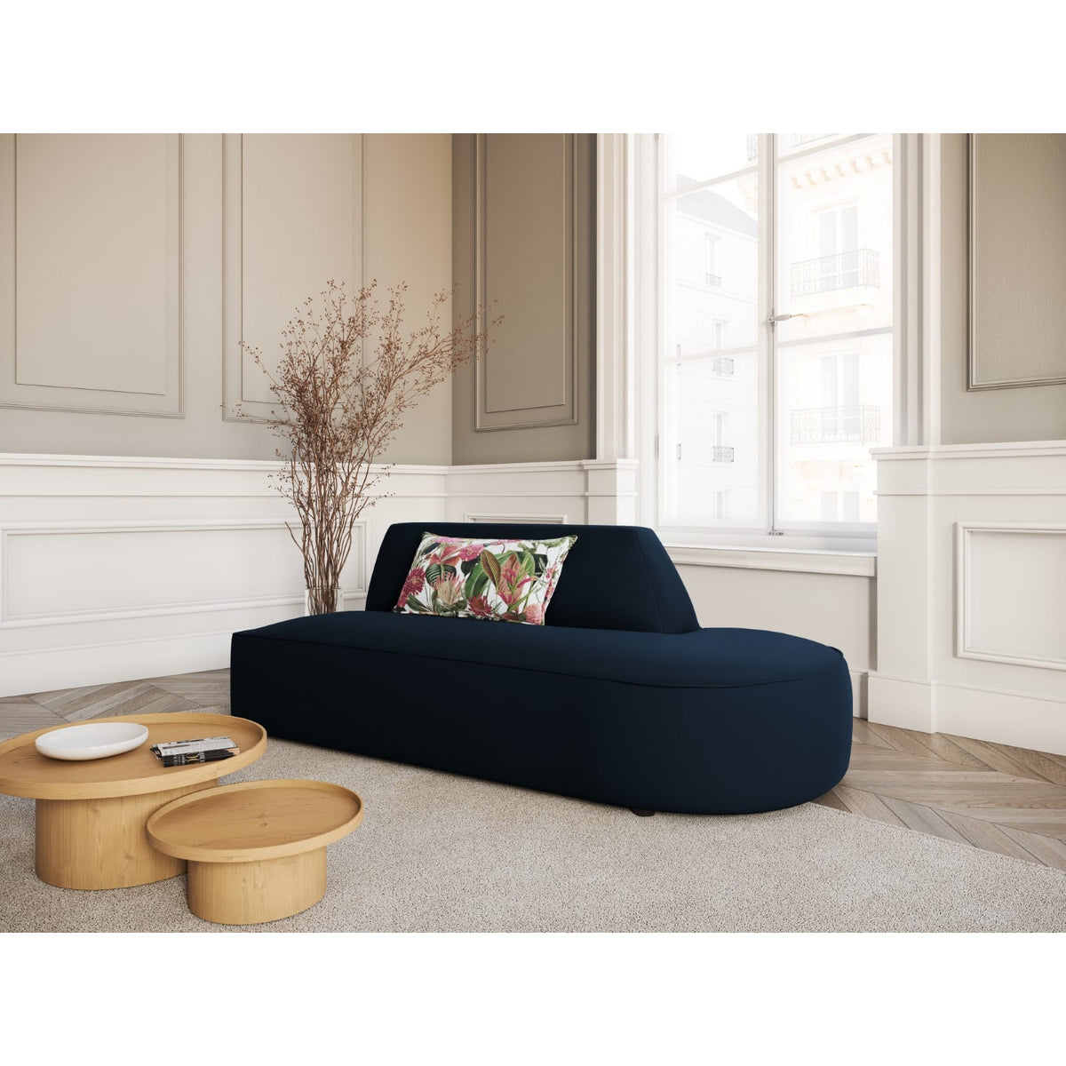 Canapé Modulable Droit en Velours Bleu Foncé bleu foncé - vue 2