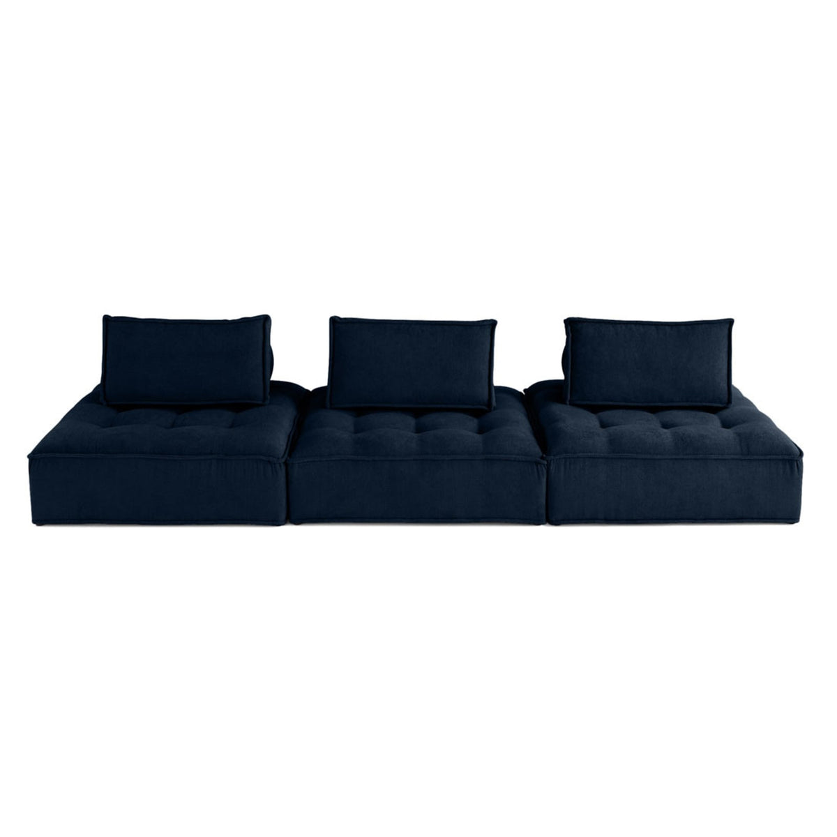 Canapé Modulable Droit 3 Places en Velours Texturé Bleu bleu - vue 1