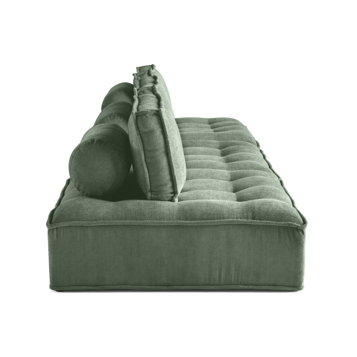 Canapé Modulable Droit 3 Places en Velours Texturé Vert vert - vue 5