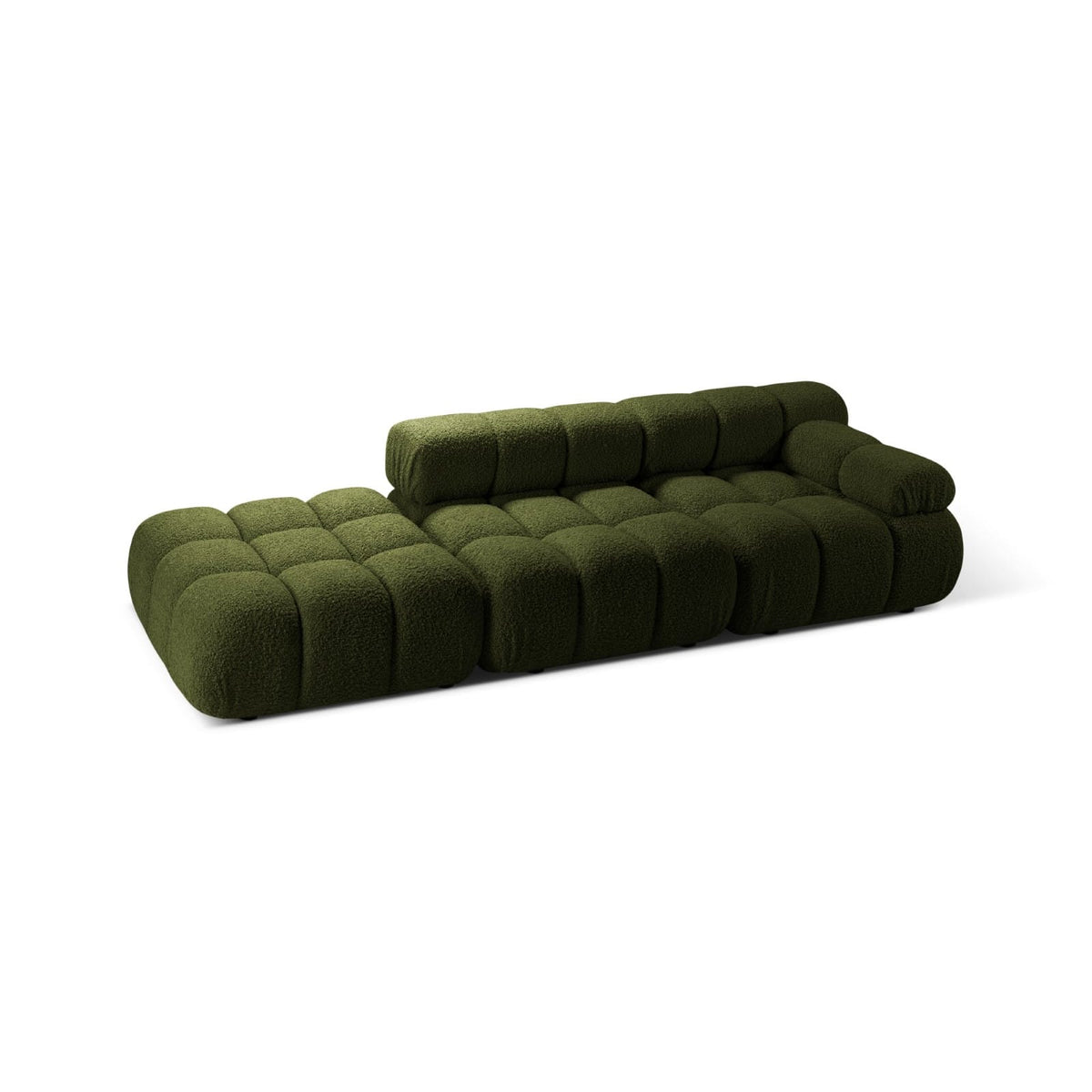 Canapé Modulable Droit 4 Places en Bouclette Verte vert - vue 2