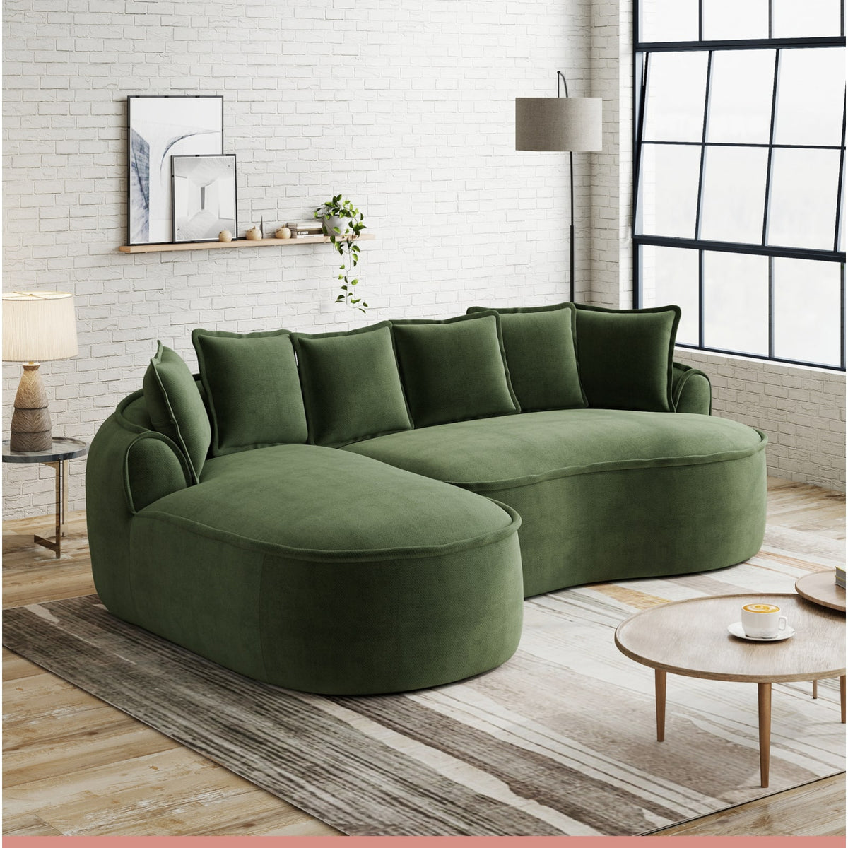 Canapé Modulable Convertible en Chenille Vert vert - vue 3