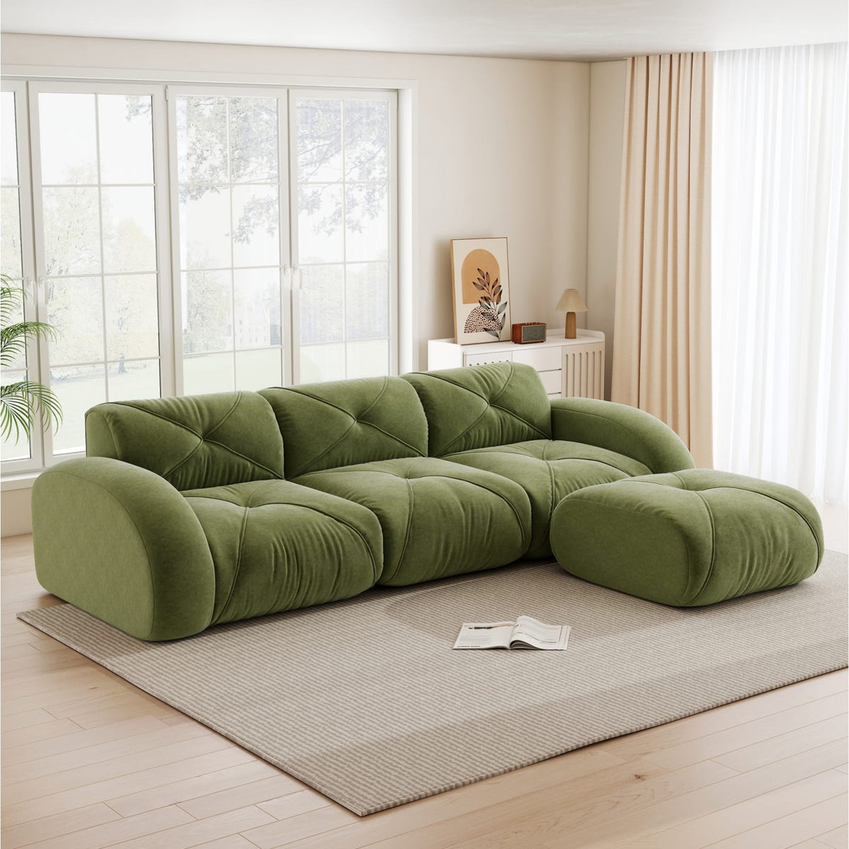 Canapé Modulable en Chenille Vert vert - vue 2