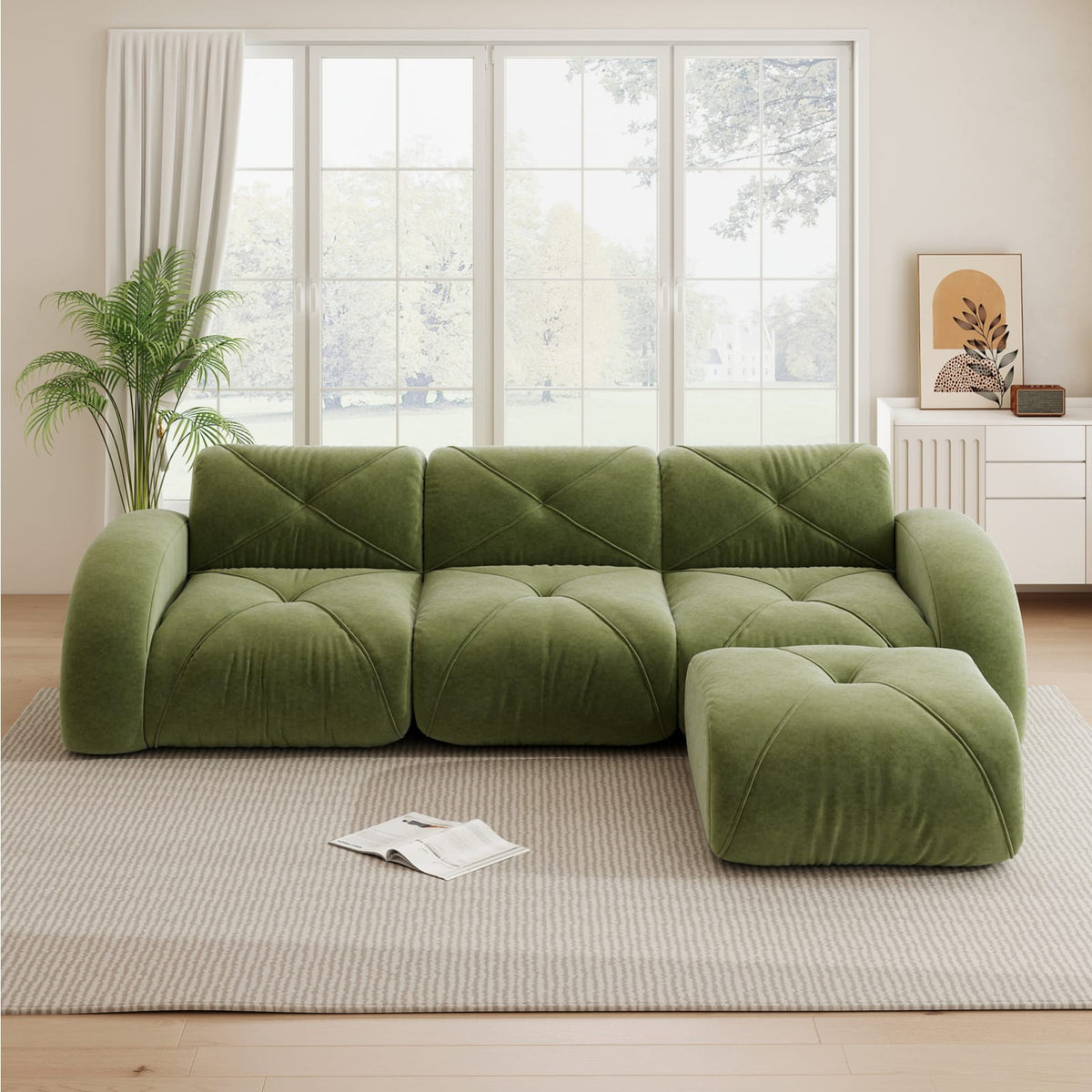 Canapé Modulable en Chenille Vert vert - vue 5