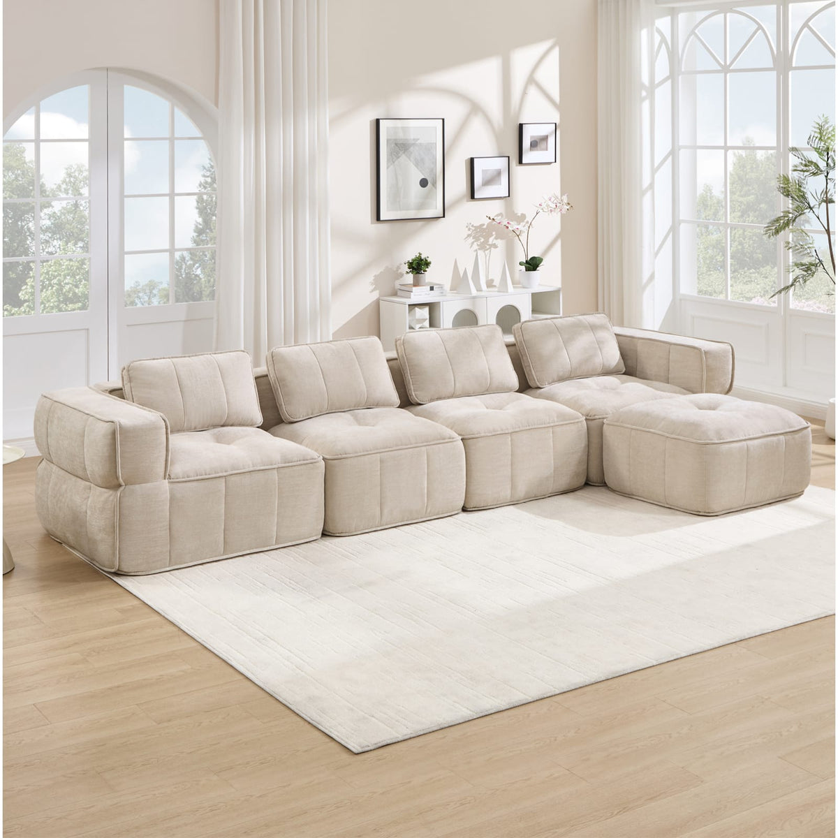 Canapé Modulable en Polyester Beige beige - vue 3