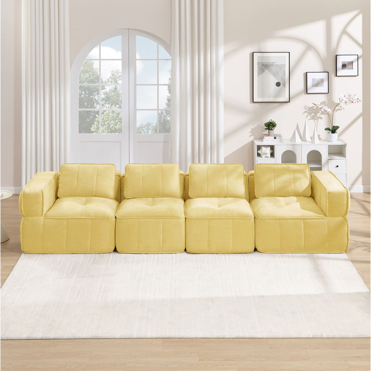 Canapé Modulable en Polyester Jaune jaune - vue 2