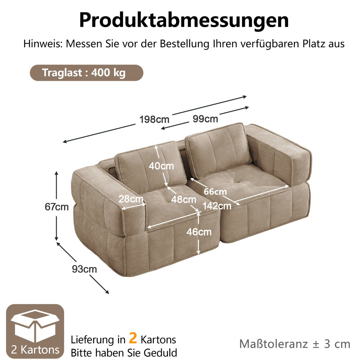 Canapé Modulable en Polyester Sable sable - vue 6