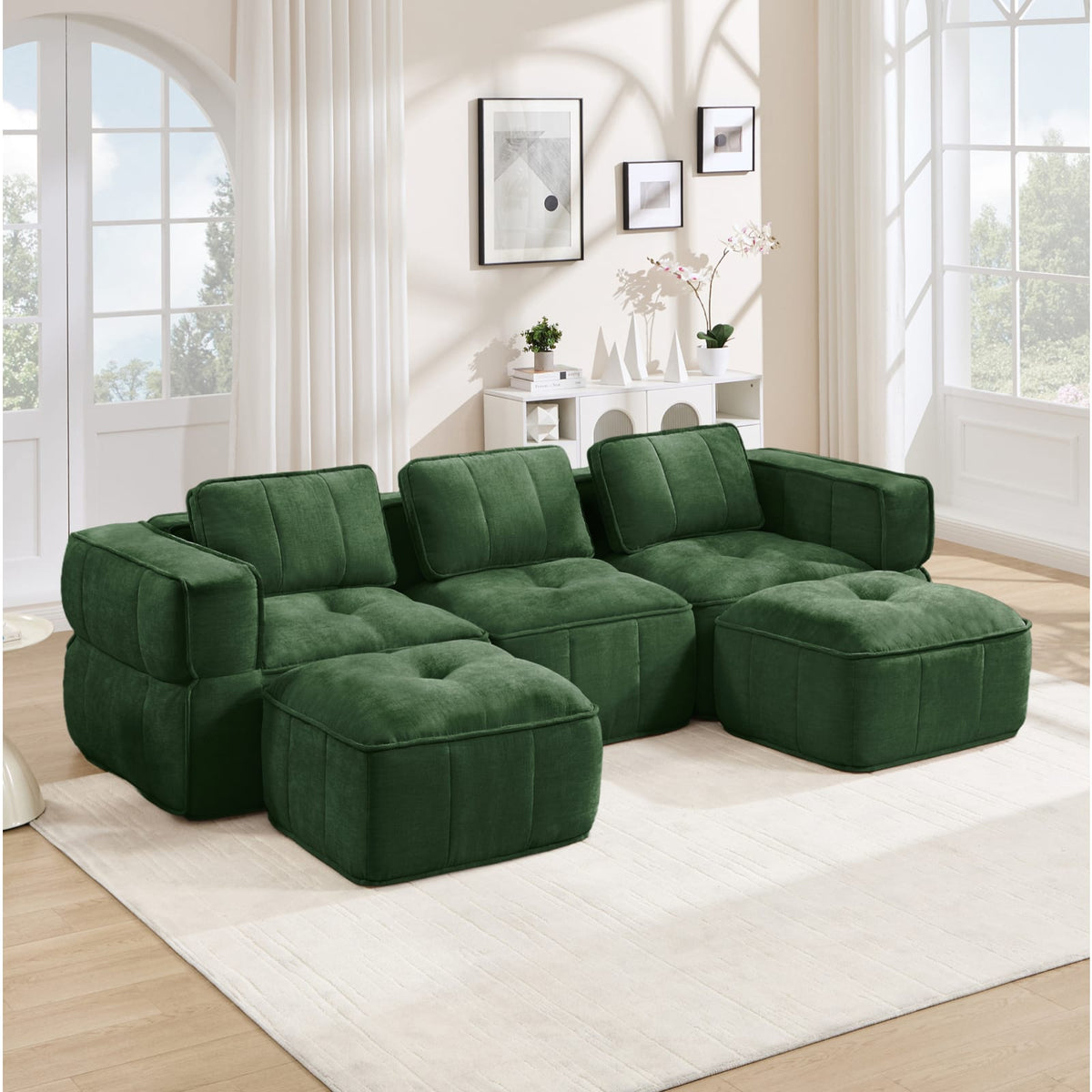 Canapé Modulable en U en Polyester Vert vert - vue 3