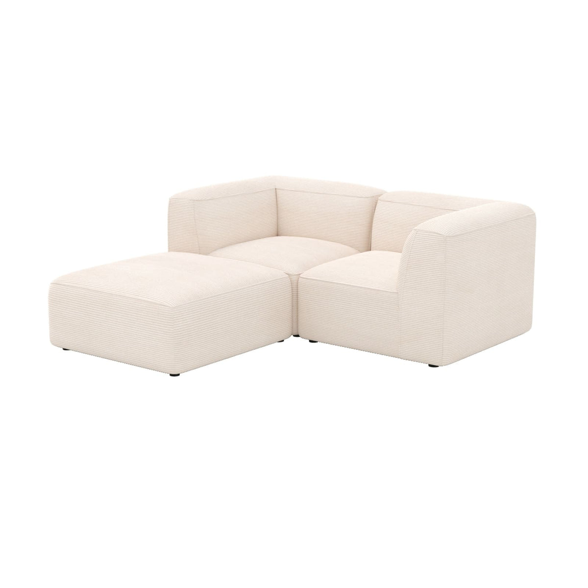 Canapé Modulable 2 Places en Velours Blanc Cassé avec Pouf blanc cassé - vue 1