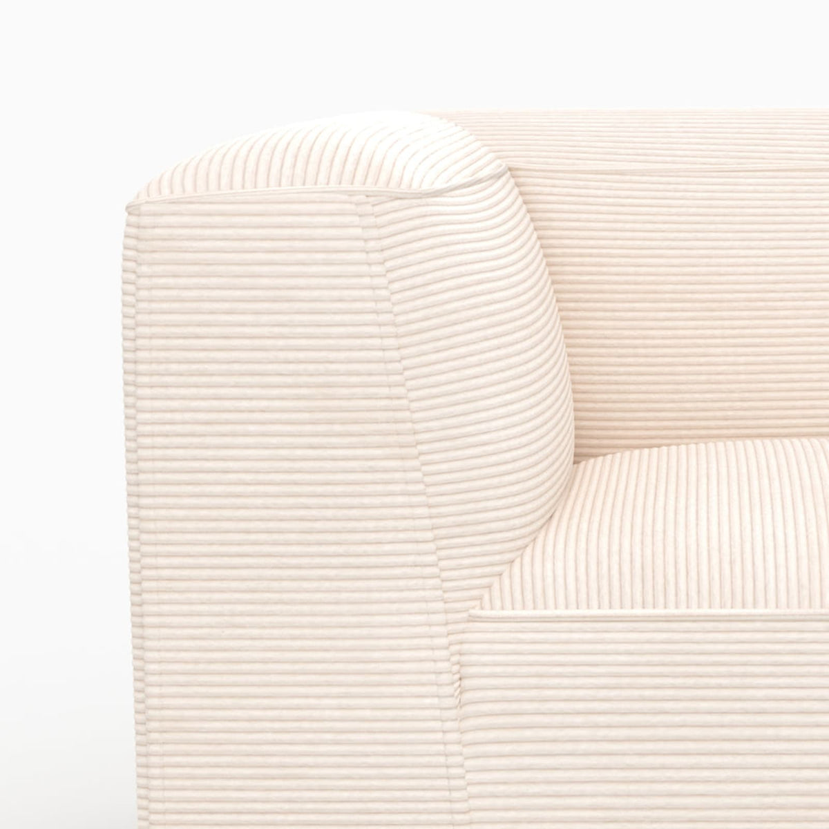 Canapé Modulable 2 Places en Velours Blanc Cassé avec Pouf blanc cassé - vue 2
