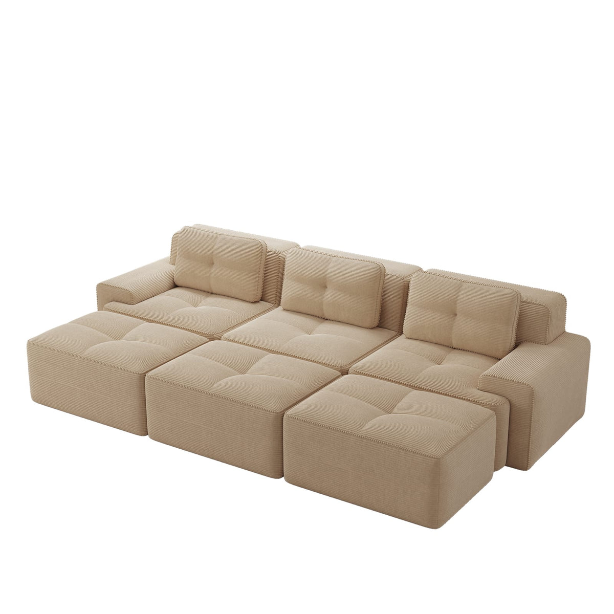 Canapé Modulable Assise Profonde en Velours Côtelé Beige beige - vue 1