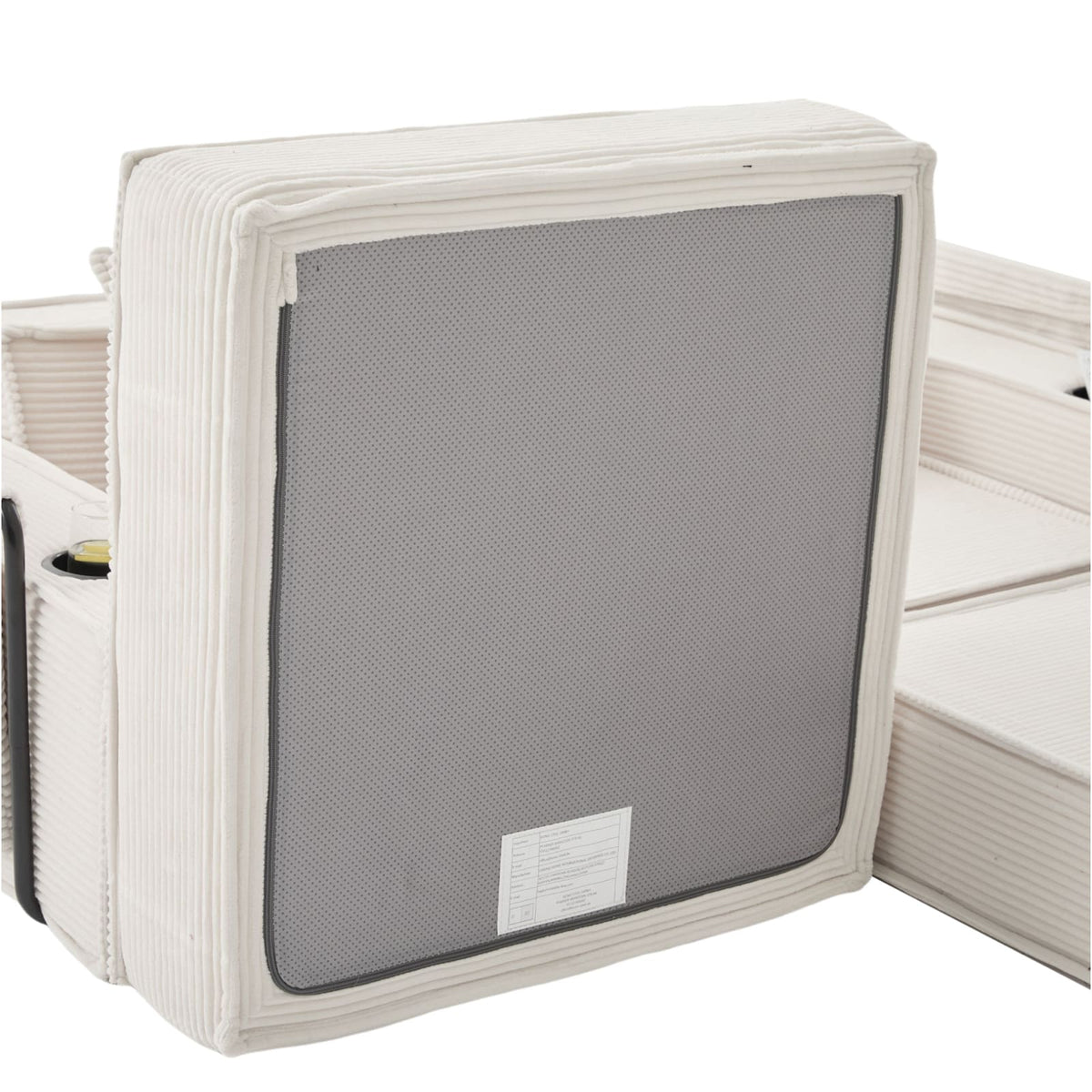 Canapé Modulable en Velours Côtelé Beige avec Rangement beige - vue 5