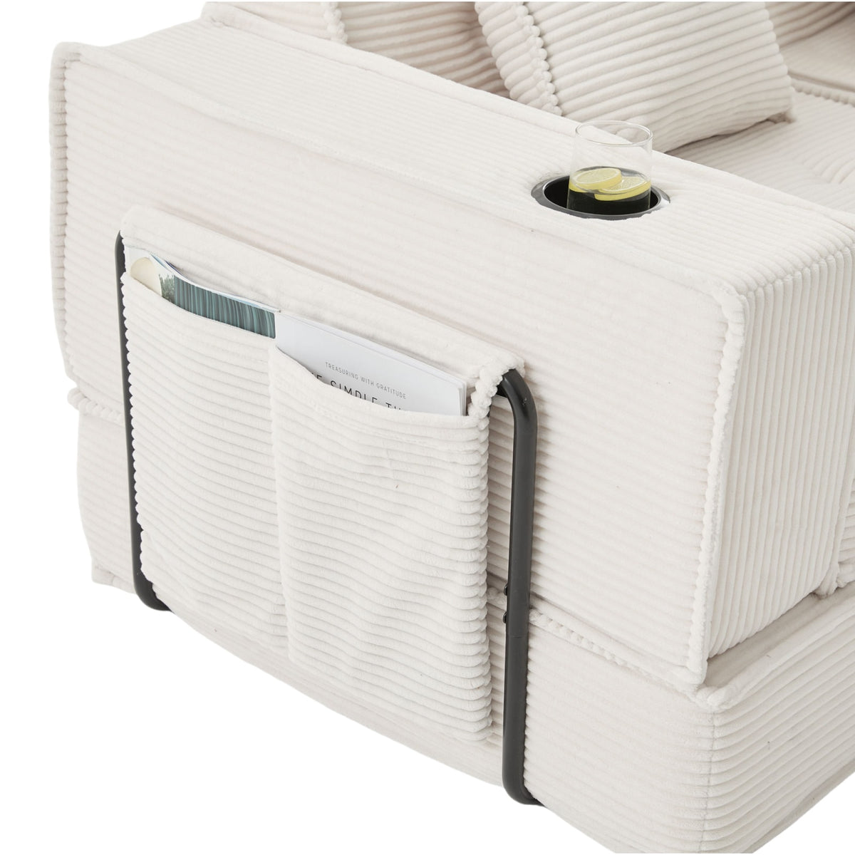Canapé Modulable en Velours Côtelé Beige avec Rangement beige - vue 6