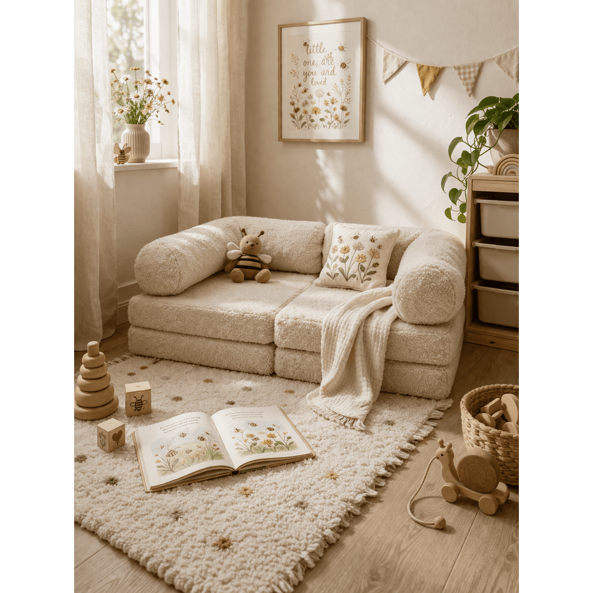 Canapé Enfant Modulable en Mousse Beige beige - vue 2