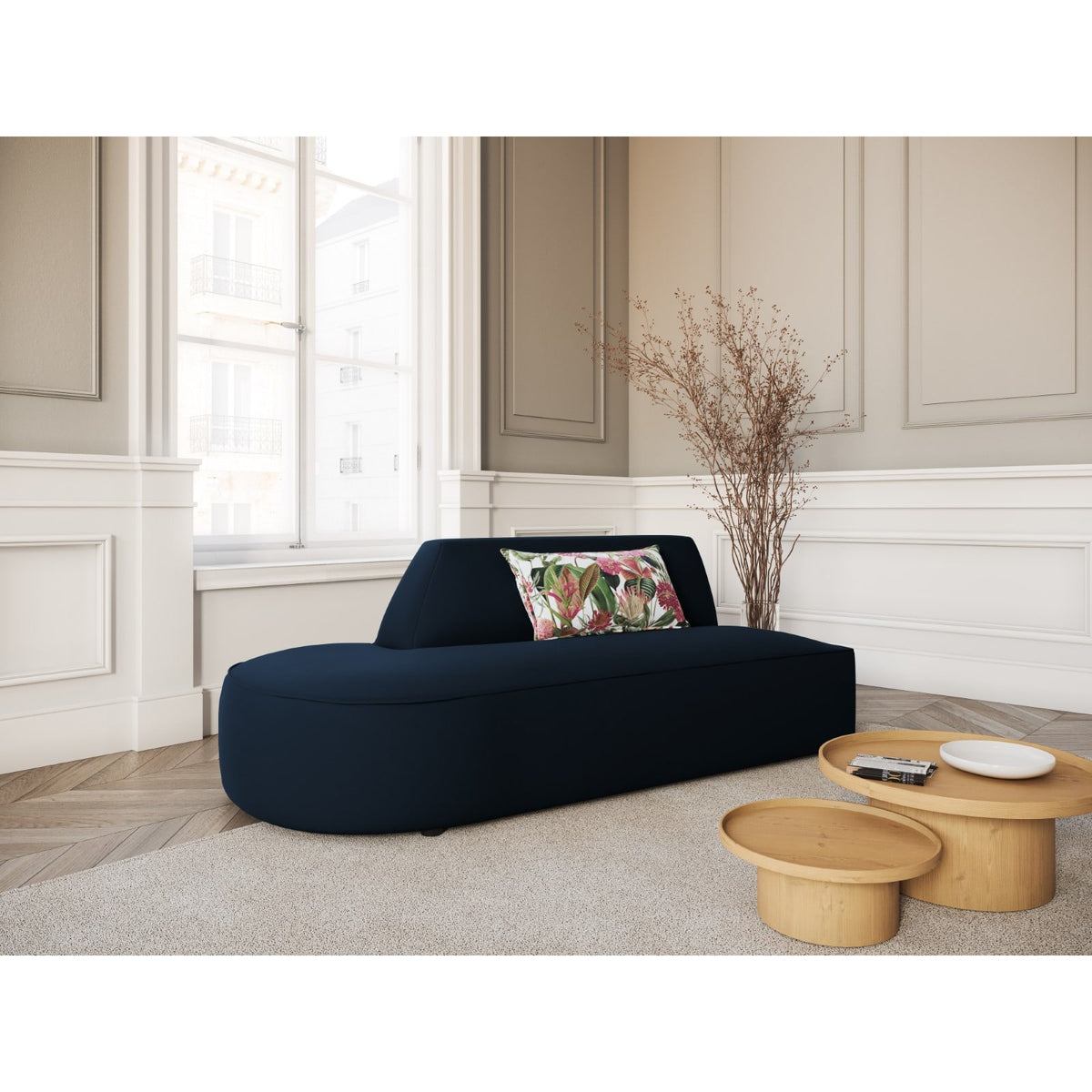 Canapé Modulable Gauche 2 Places en Velours Bleu Foncé bleu foncé - vue 2