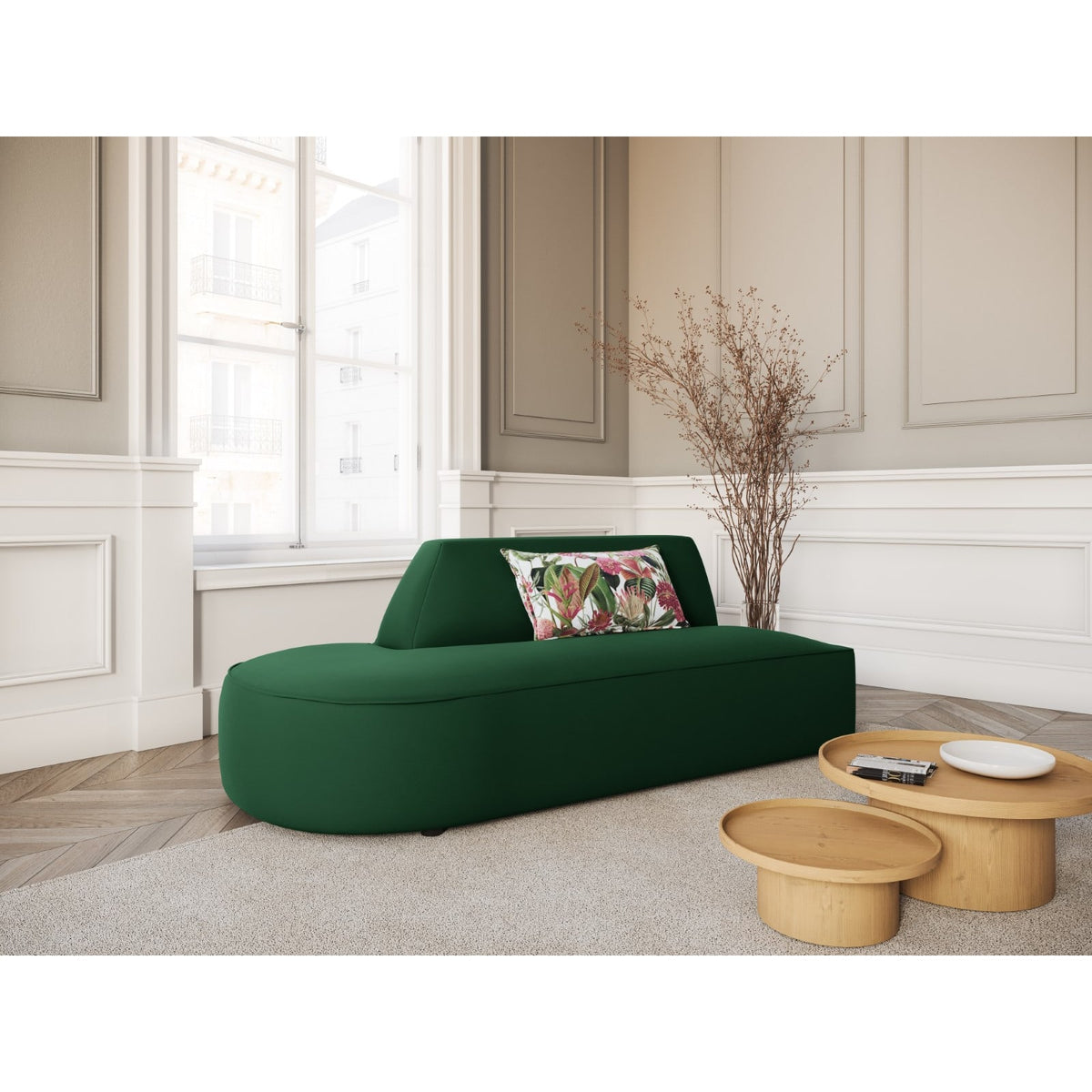 Canapé Modulable Gauche en Velours Vert Vert - vue 2