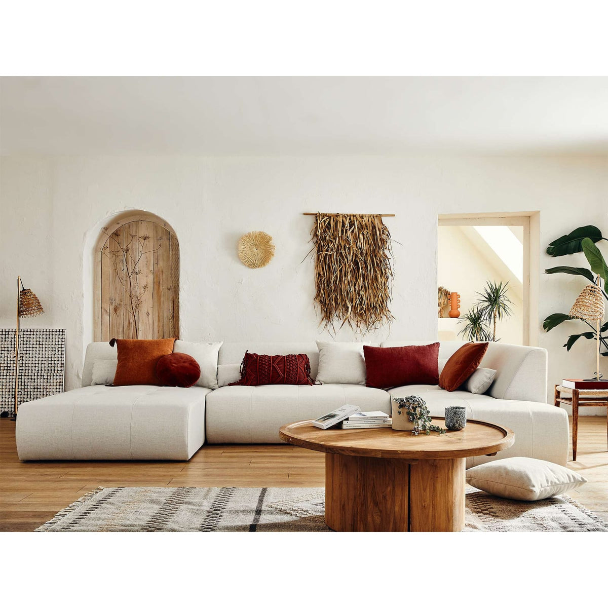 Canapé Panoramique Modulable en Tissu Beige beige - vue 3
