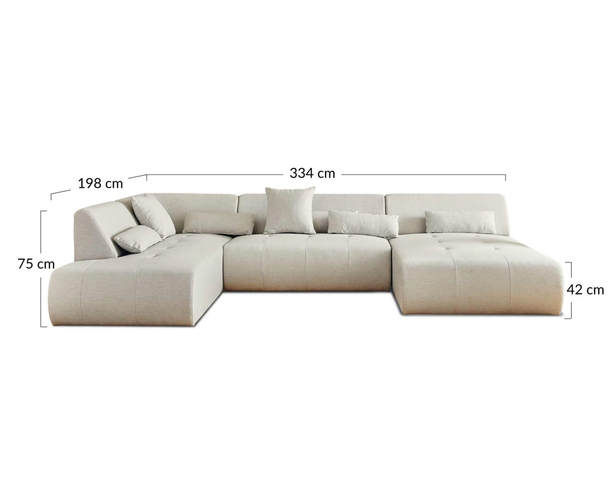Canapé Panoramique Modulable en Tissu Beige beige - vue 7