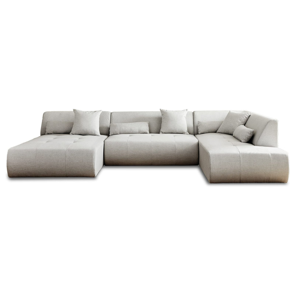 Canapé Modulable Panoramique d'Angle Droit 7 Places en Tissu Gris gris - vue 1