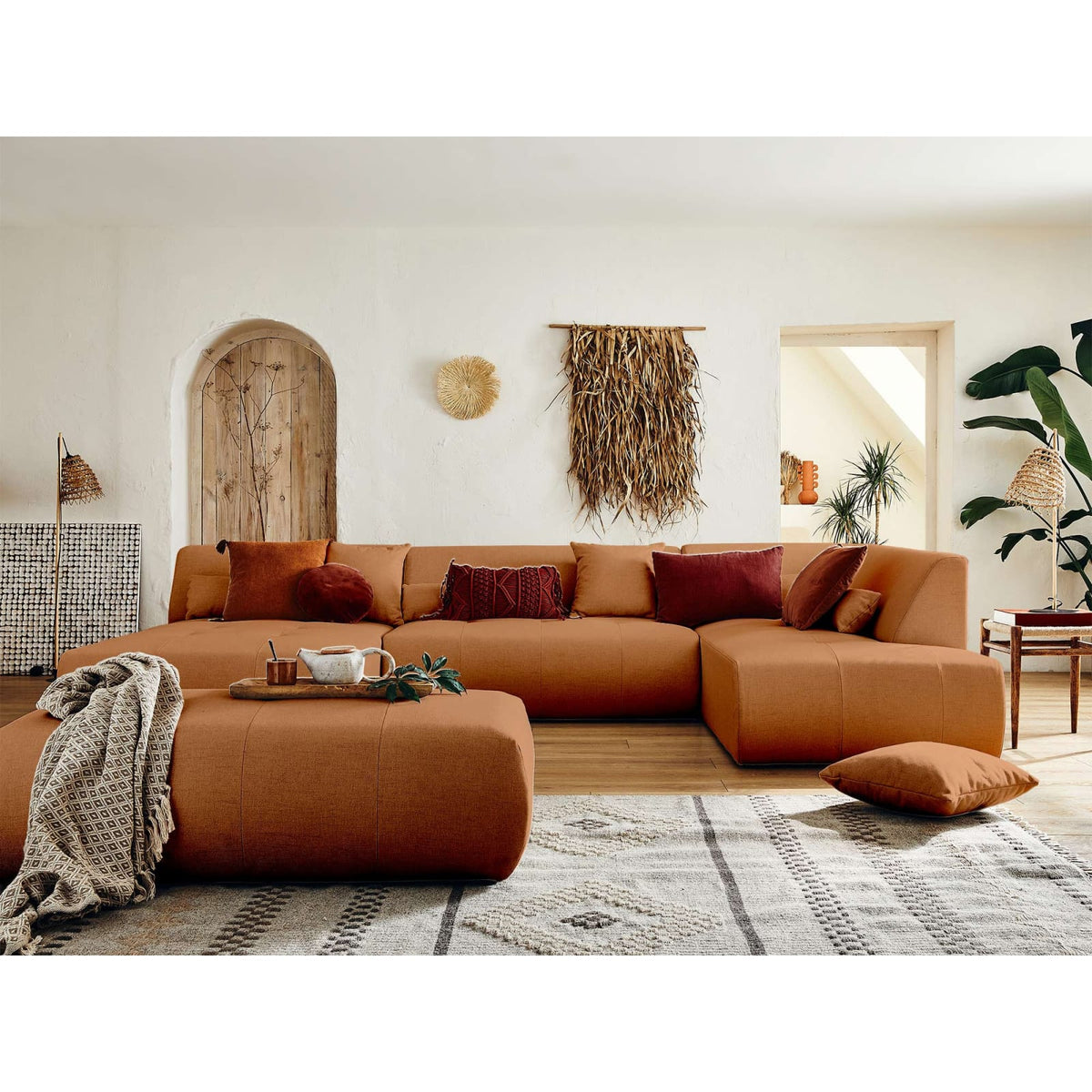 Canapé Modulable Panoramique d'Angle Droit en Tissu Onyx onyx - vue 4