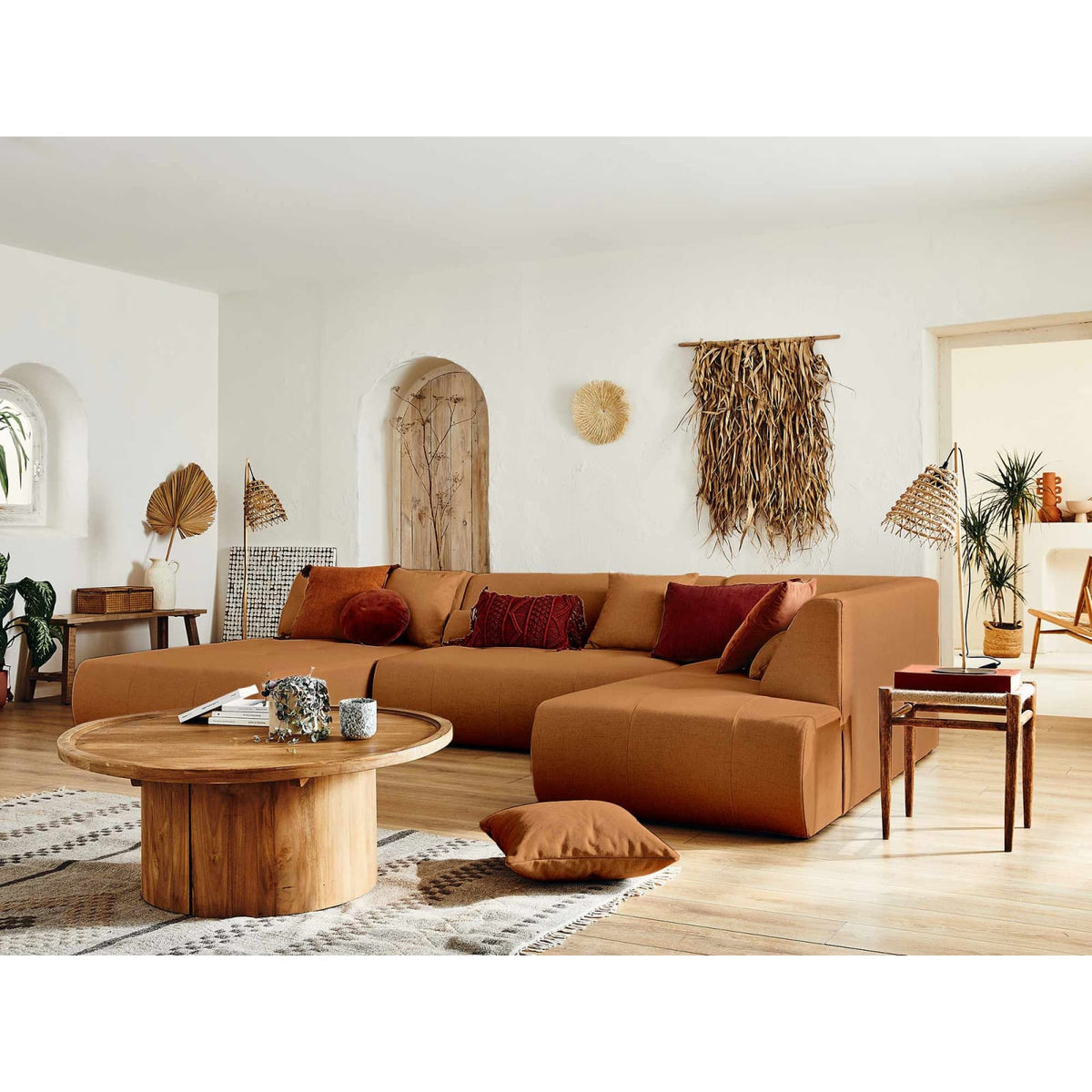 Canapé Modulable Panoramique d'Angle Droit en Tissu Onyx onyx - vue 2