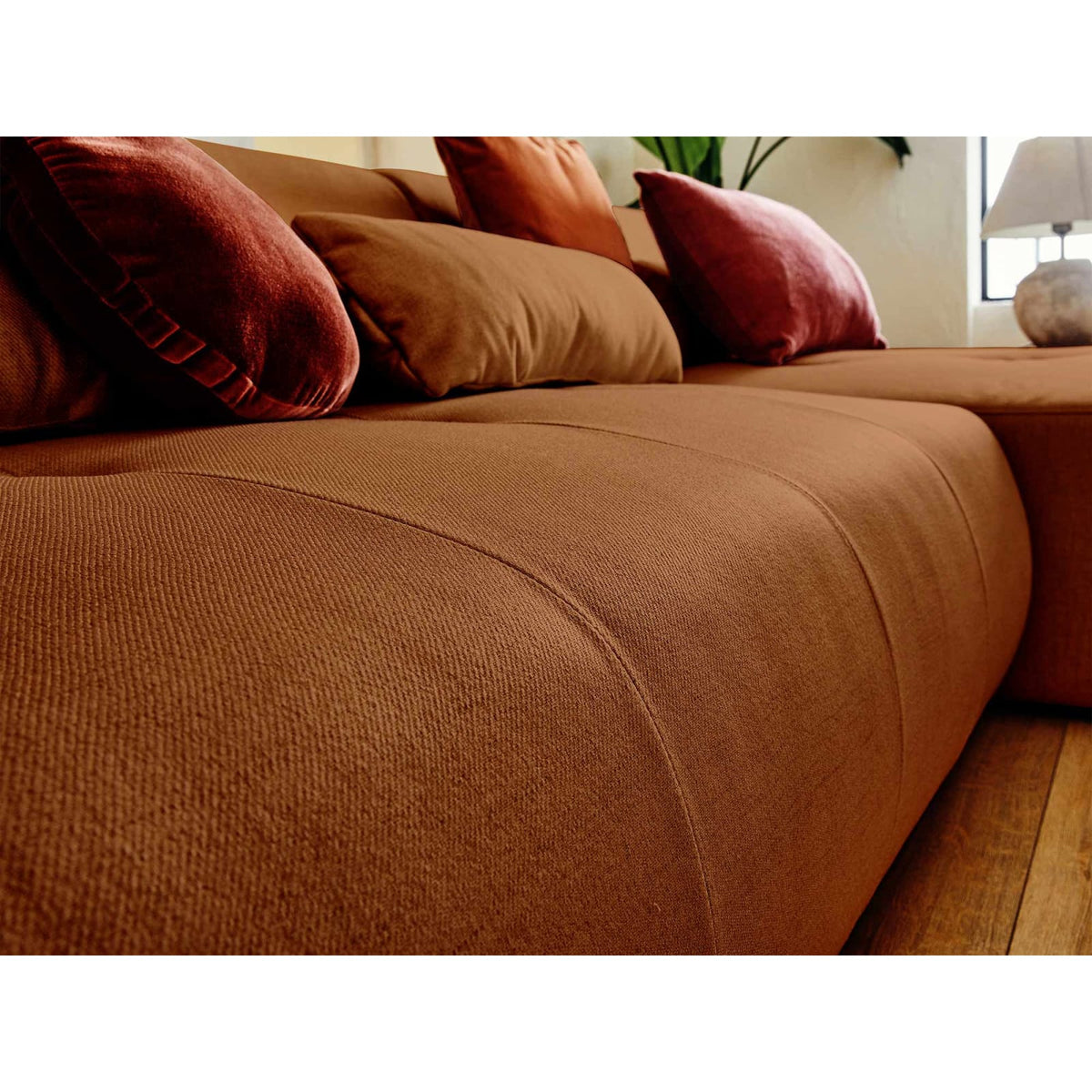 Canapé Modulable Panoramique d'Angle Droit en Tissu Onyx onyx - vue 6
