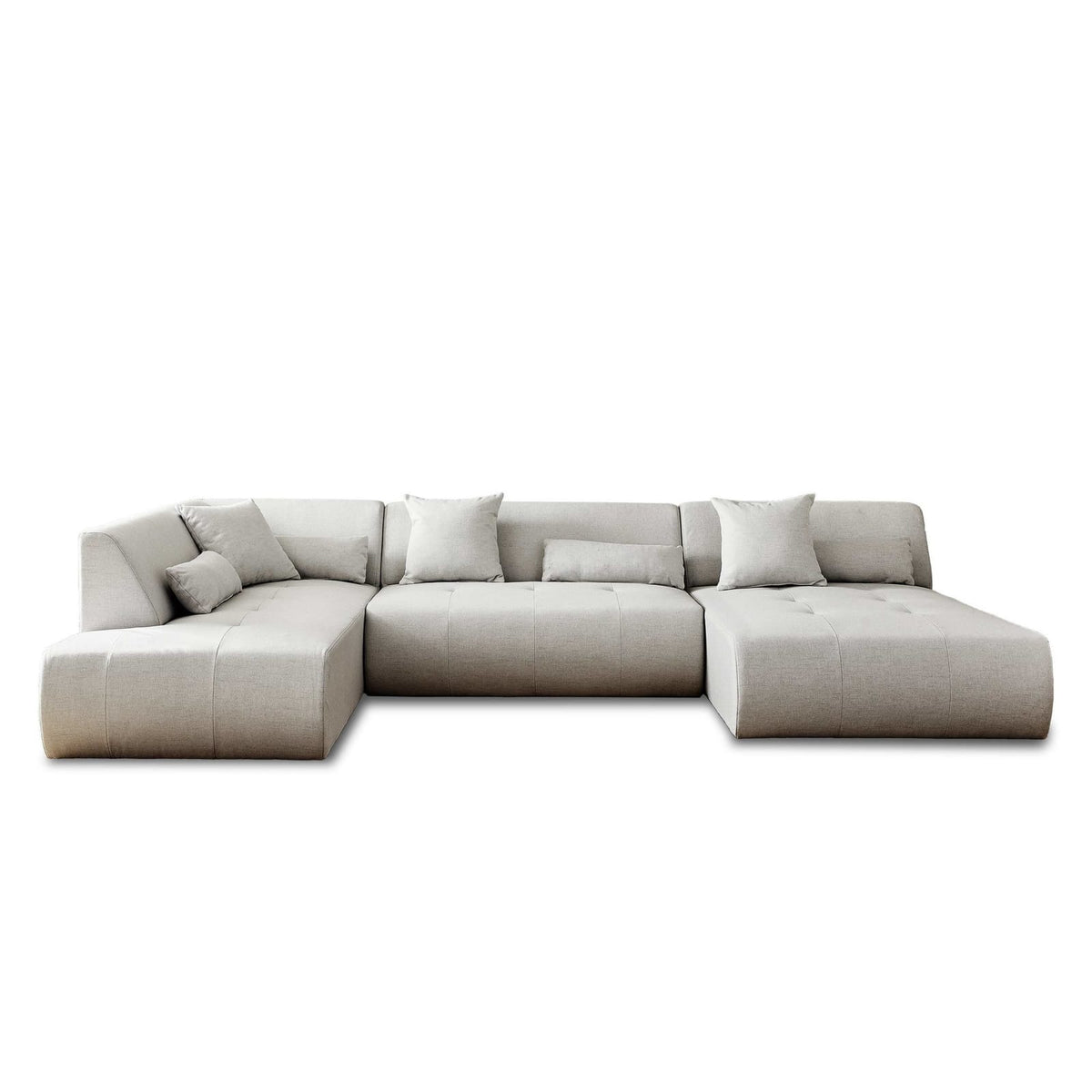 Canapé Panoramique Modulable 7 Places en Tissu Gris gris - vue 1